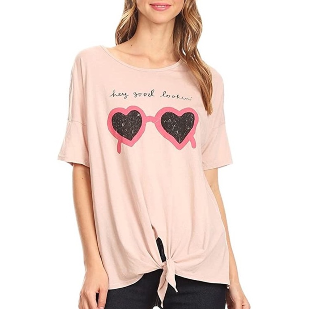 New T PARTY Hey Good Lookin’ graphic front tie oversized tee
